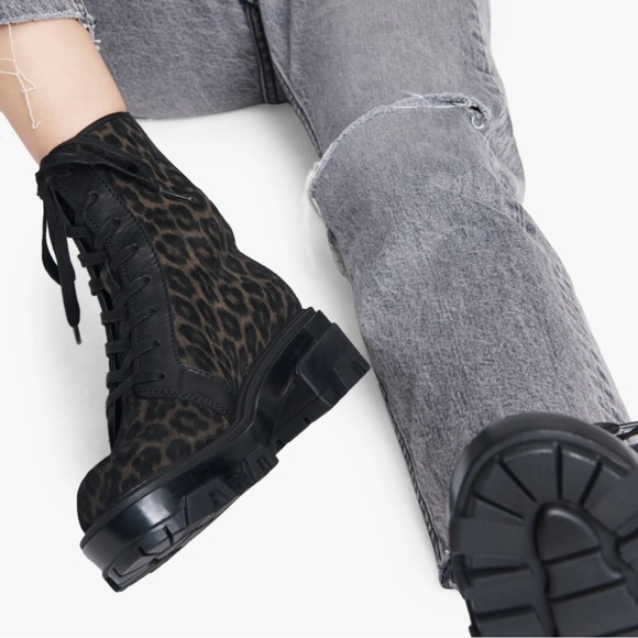 Rag & Bone Shaye Hiker Leather Boots In Black Cheetah Size 36 - Picture 2 of 14